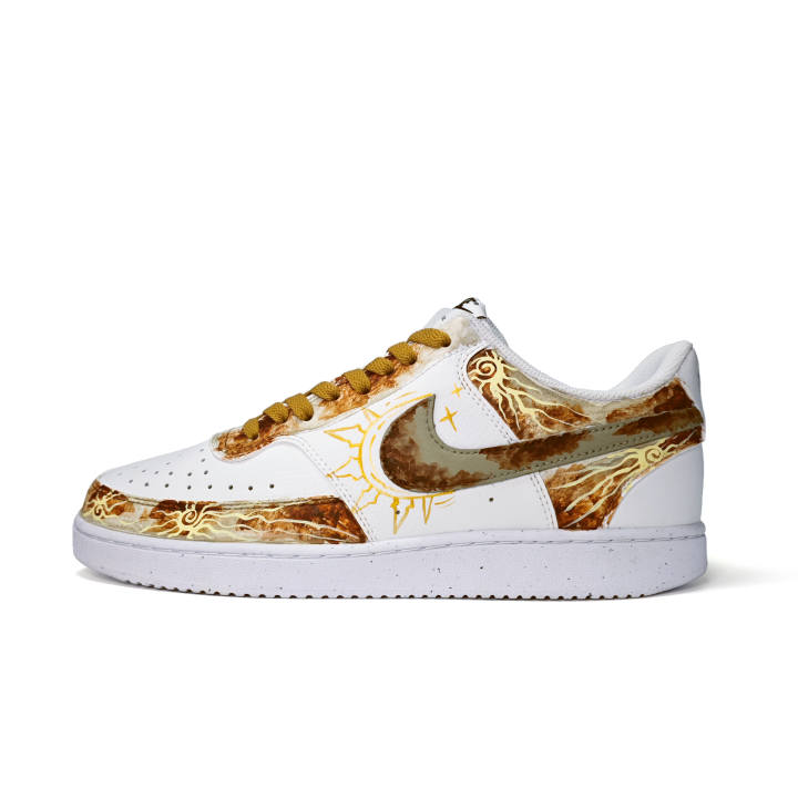 Nike Nike Court Vision 1 LOW Sun And Moon Mystery Abrasion Resistant Low top Skateboard Shoes Unisex Gold Brown