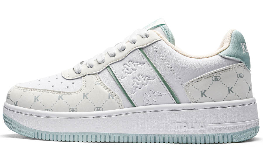 Kappa Back to Back Slip Resistant Abrasion Resistant Low top Skateboard Shoes Women's Classic White Long Turquoise