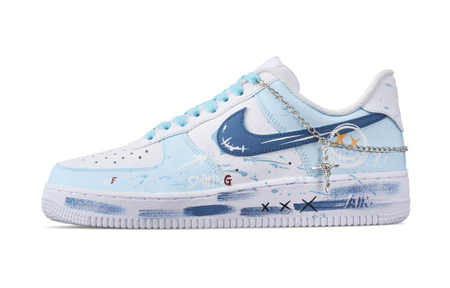 Nike Nike Air Force 1 Slip Resistant, Abrasion Resistant, Lightweight Low top Skateboard Shoes Unisex Sky Blue