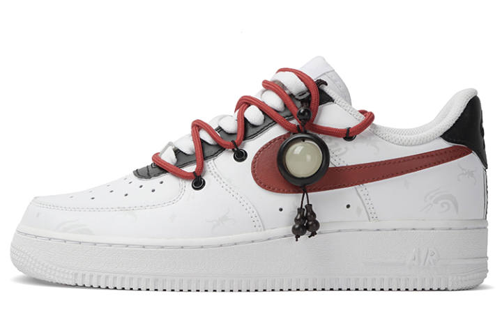 Nike Nike Air Force 1 Low top Skateboard Shoes Men's Black White Red