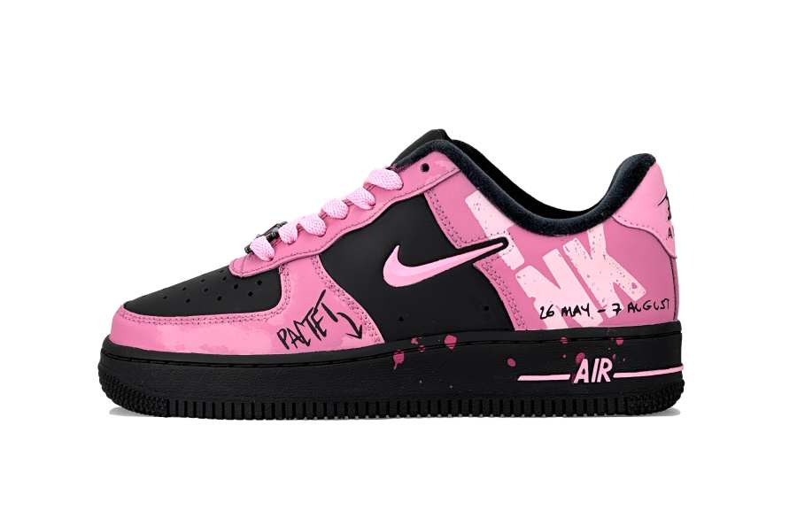 Nike Nike Air Force 1 Slip Resistant Abrasion Resistant Low top Skateboard Shoes Women's Black Pink