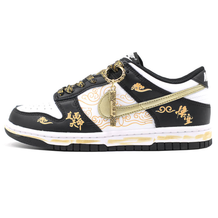 Nike Nike Dunk Low top Skateboard Shoes Unisex Black Gold