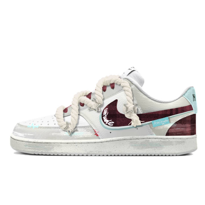 Nike Nike Court Vision 1 Slip Resistant Cushioning Low top Skateboard Shoes Men's Red White