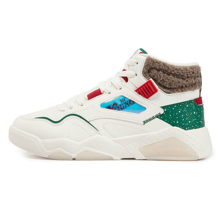 361° Xingran Coverage Slip Resistant Waterproof High top Skateboard Shoes Women's White Red