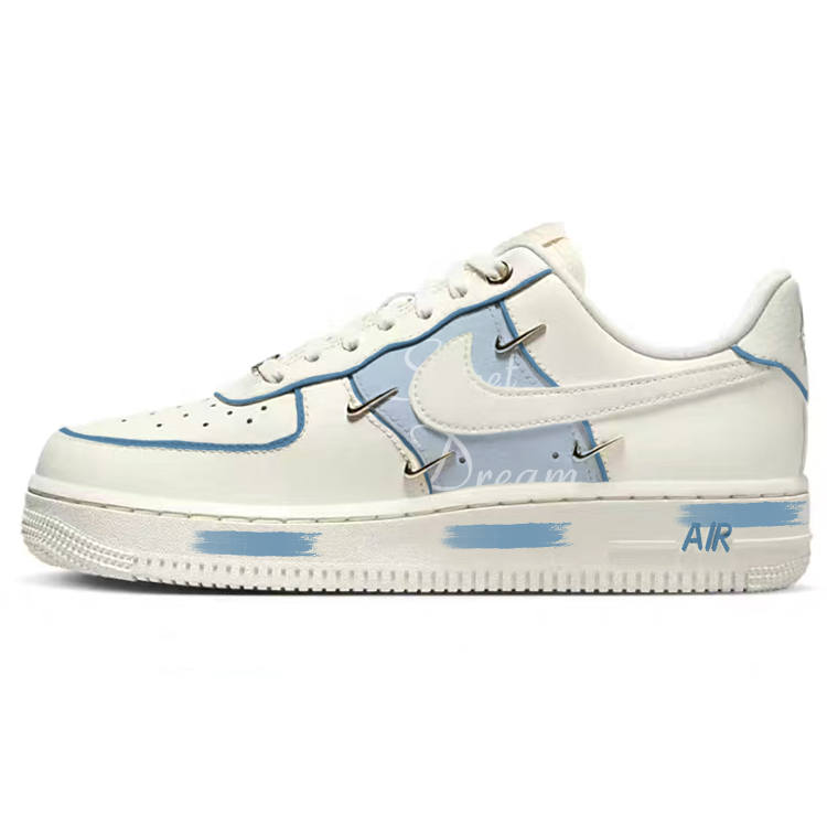 Nike Nike Air Force 1 Abrasion Resistant Abrasion Resistant Low top Skateboard Shoes Women's White Blue