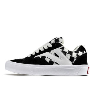 VFDF Slip Resistant Abrasion Resistant Low top Skateboard Shoes Unisex Black Checkerboard