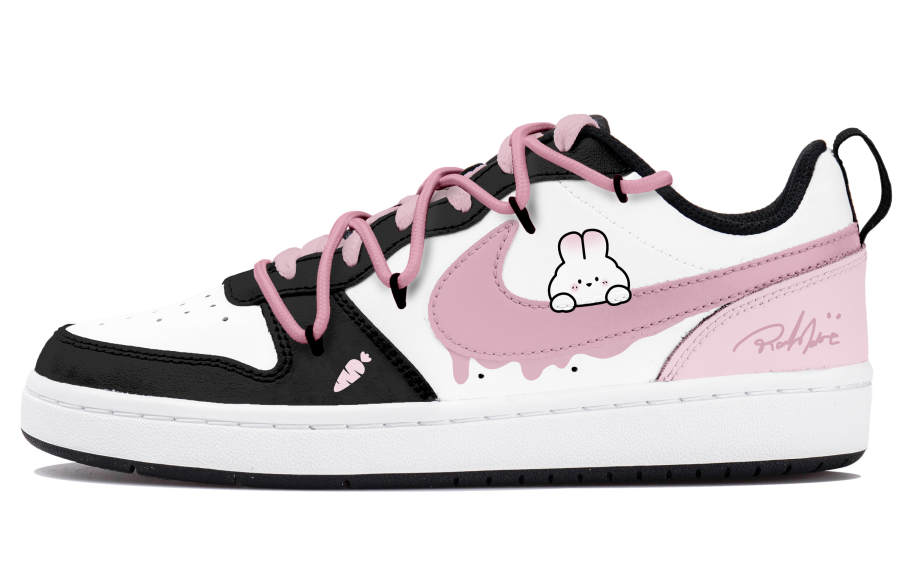 Nike Nike Court Borough 2 Slip Resistant Waterproof Quick Dry Low top Skateboard Shoes GS Black White Pink