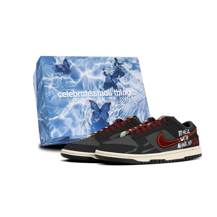 Nike Nike Dunk Low top Skateboard Shoes Men's Black Red
