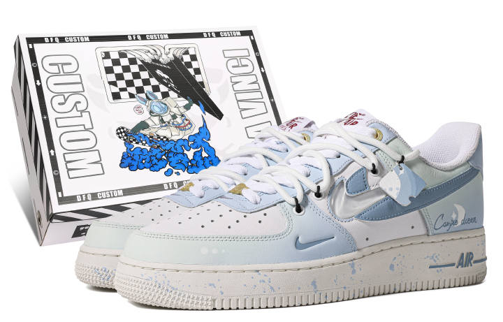 Nike Nike Air Force 1 Low top Skateboard Shoes Men's Blue Green White