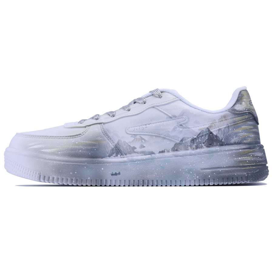 Erke Abrasion Resistant, Breathable, Slip Resistant Low top Skateboard Shoes Men's White Gray