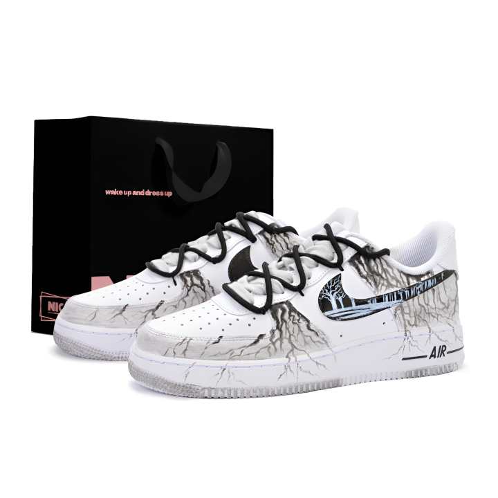 Nike Nike Air Force 1 Cushioning Abrasion Resistant Cushioning, Wear Resistant Low top Skateboard Shoes Unisex Black White