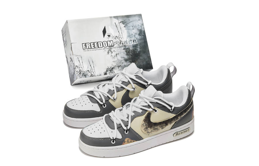 Nike Nike Court Borough Freedom Panda, Box, Book Collection Slip Resistant Low top Skateboard Shoes Women's Black White Gray