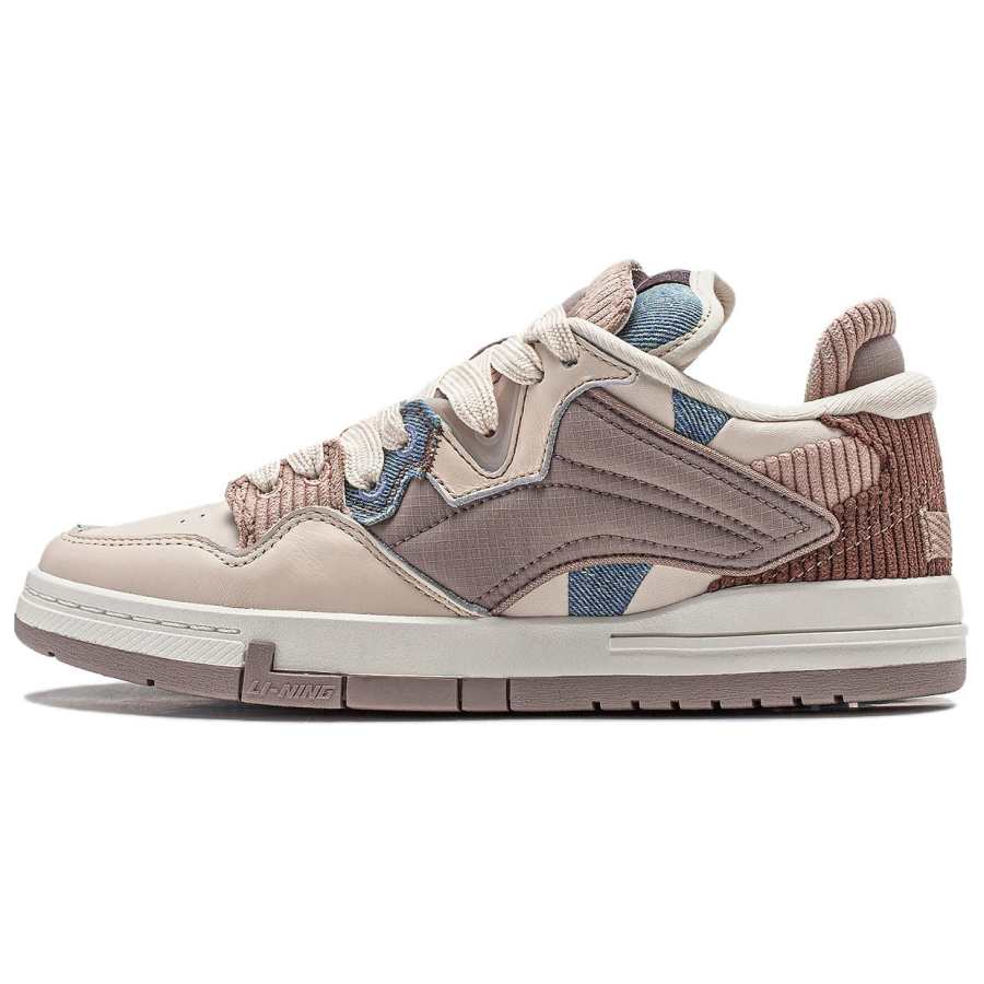 Li-Ning Li Ning Wave PRO Comfortable Slip Resistant Cushioning Abrasion Resistant Low top Skateboard Shoes Women's Beige Brown