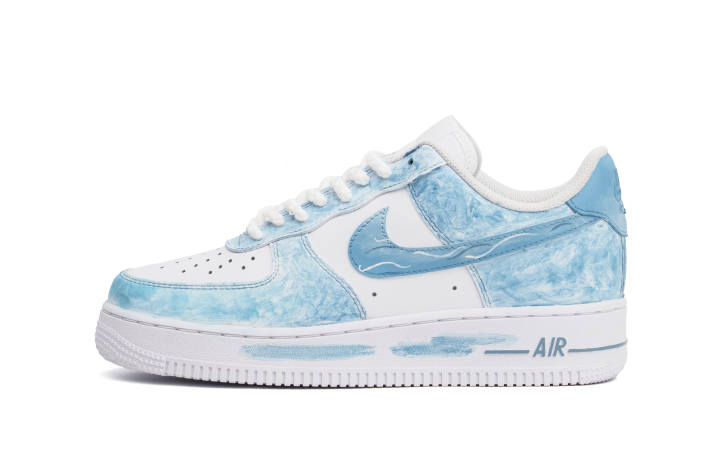 Nike Nike Air Force 1 Comfortable Cushioning Low top Skateboard Shoes Unisex Sky Blue