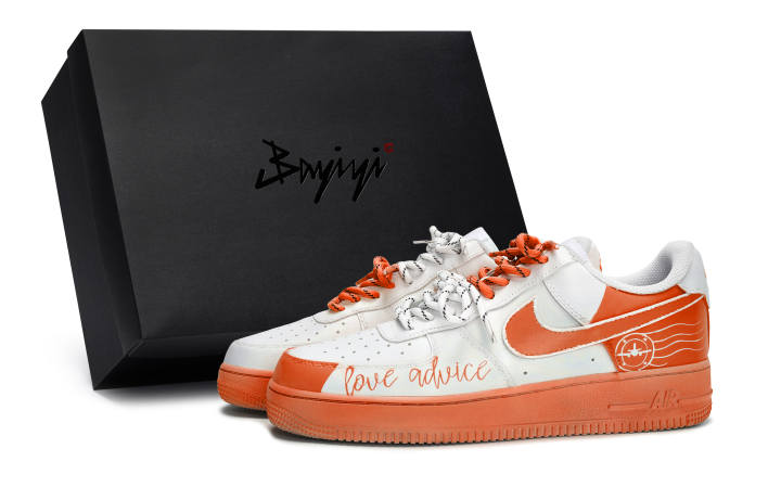 Nike Nike Air Force 1 811 Manufacturing, White Orange, Love's Advice, Special Shoe Box Slip Resistant Abrasion Resistant