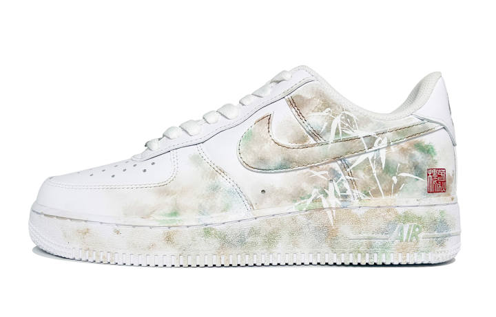 Nike Nike Air Force 1 Wild Bamboo Abrasion Resistant Low top Skateboard Shoes Unisex White Green