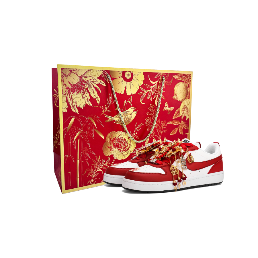 Nike Nike Court Borough Golden Jade Good Fortune, Shopping Bag Abrasion Resistant Low top Skateboard Shoes Unisex Red White