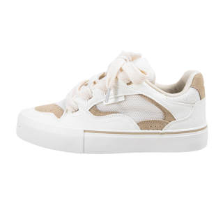 MINGKUANG Street Style Rising Stars POP Wear resistant And Lightweight Low top Skateboard Shoes Women's White Beige