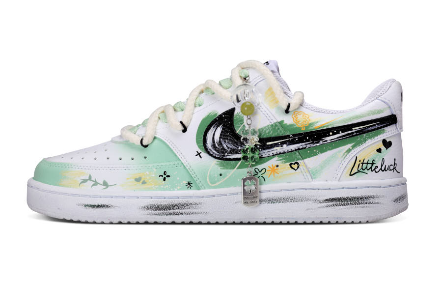 Nike Nike Court Vision 1 Synthetic Leather Slip Resistant Abrasion Resistant Low top Skateboard Shoes Unisex White Green