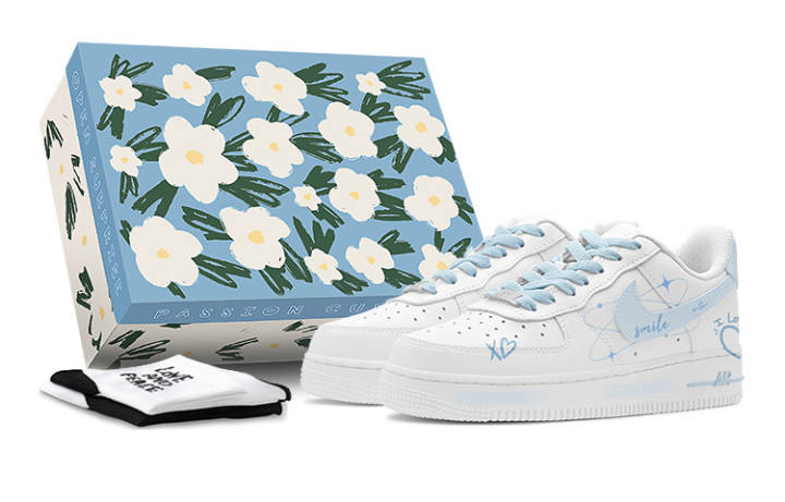 Nike Nike Air Force 1 Low top Skateboard Shoes Men's Blue White