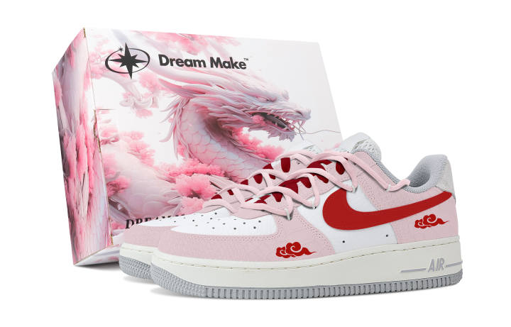 Nike Nike Air Force 1 Auspicious Clouds And Blessings, Pink Gift Box Slip Resistant Abrasion Resistant Low top