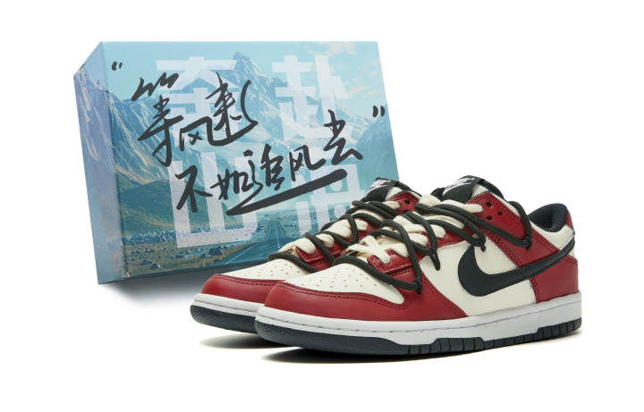 Nike Nike Dunk Slip Resistant Abrasion Resistant Low top Skateboard Shoes Unisex Beige Red Black