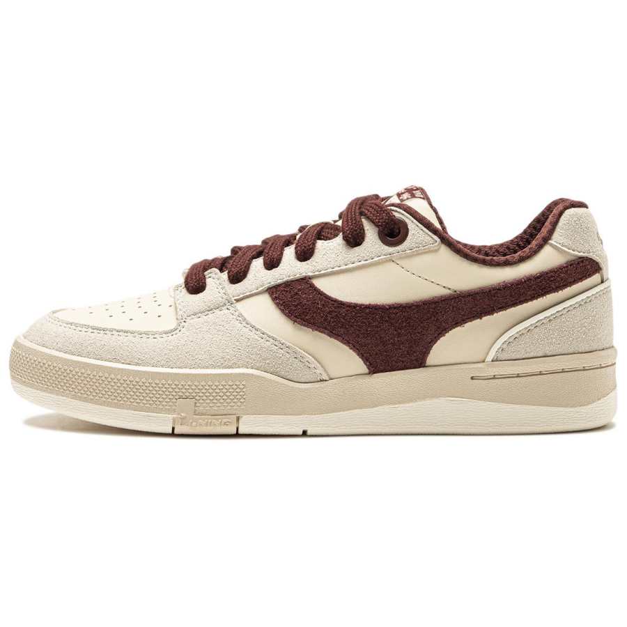 Li-Ning Li Ning Slip Resistant Abrasion Resistant Low top Skateboard Shoes Women's Beige Red