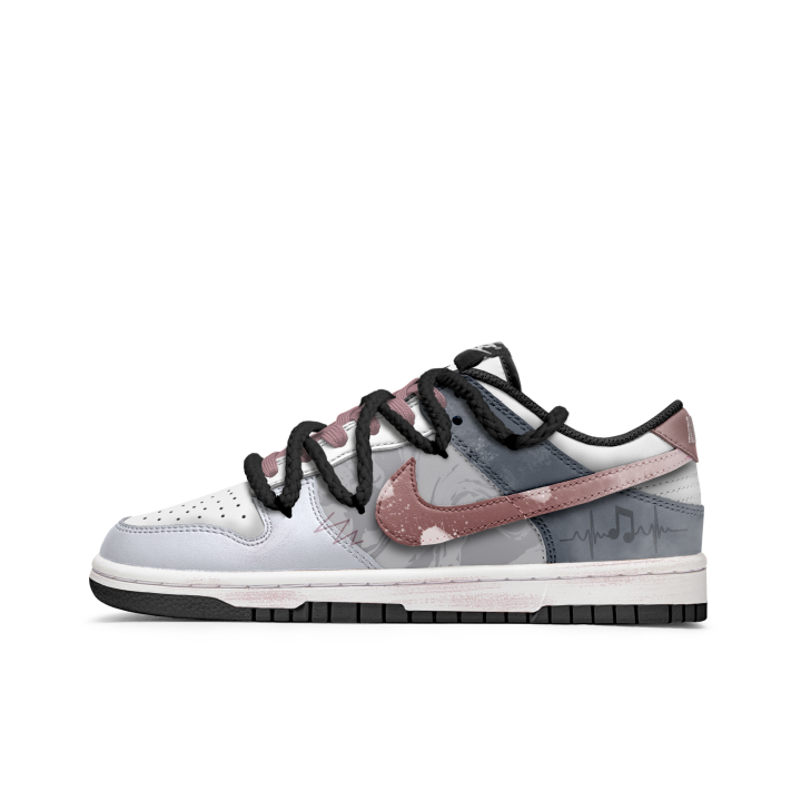 Nike Nike Dunk Slip Resistant Abrasion Resistant Low top Skateboard Shoes Unisex Gray Pink