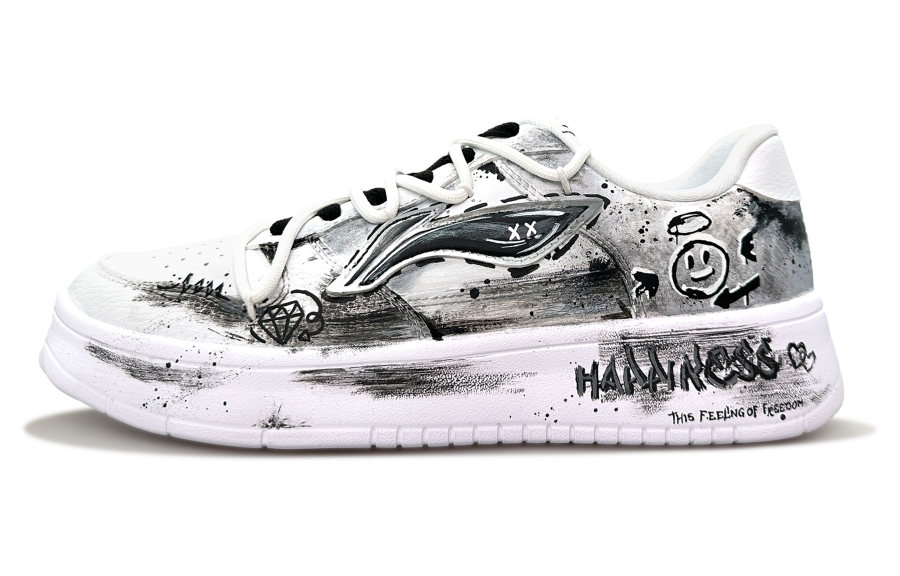 Li-Ning Li Ning Floating Boat Slip Resistant, Abrasion Resistant, Breathable Low top Skateboard Shoes Men's Black White