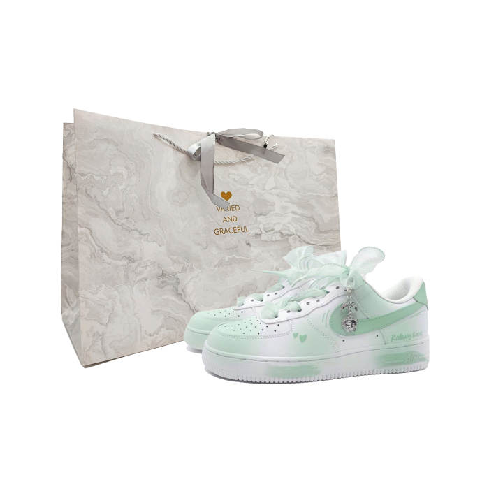 Nike Nike Air Force 1 Slip Resistant Abrasion Resistant Low top Skateboard Shoes Unisex Cyan