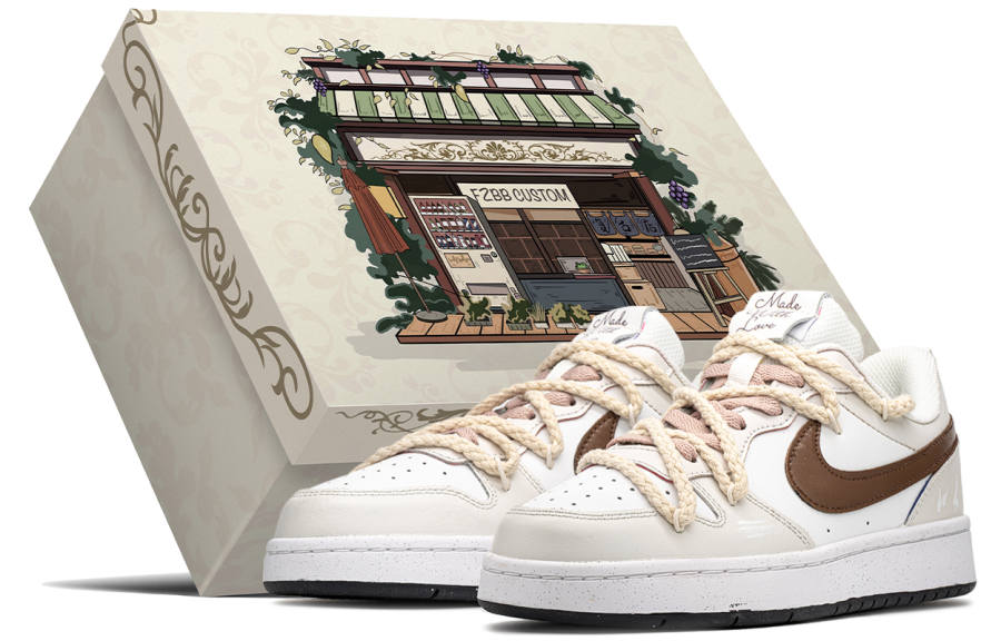 Nike Nike Court Borough Abrasion Resistant Breathable Height Increasing Low top Skateboard Shoes Coffee Beige Unisex