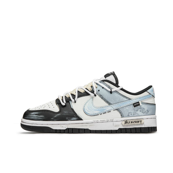 Nike Nike Dunk Icy Snow World Leather Cushioning, Wear Resistant Low top Skateboard Shoes Men's White Blue