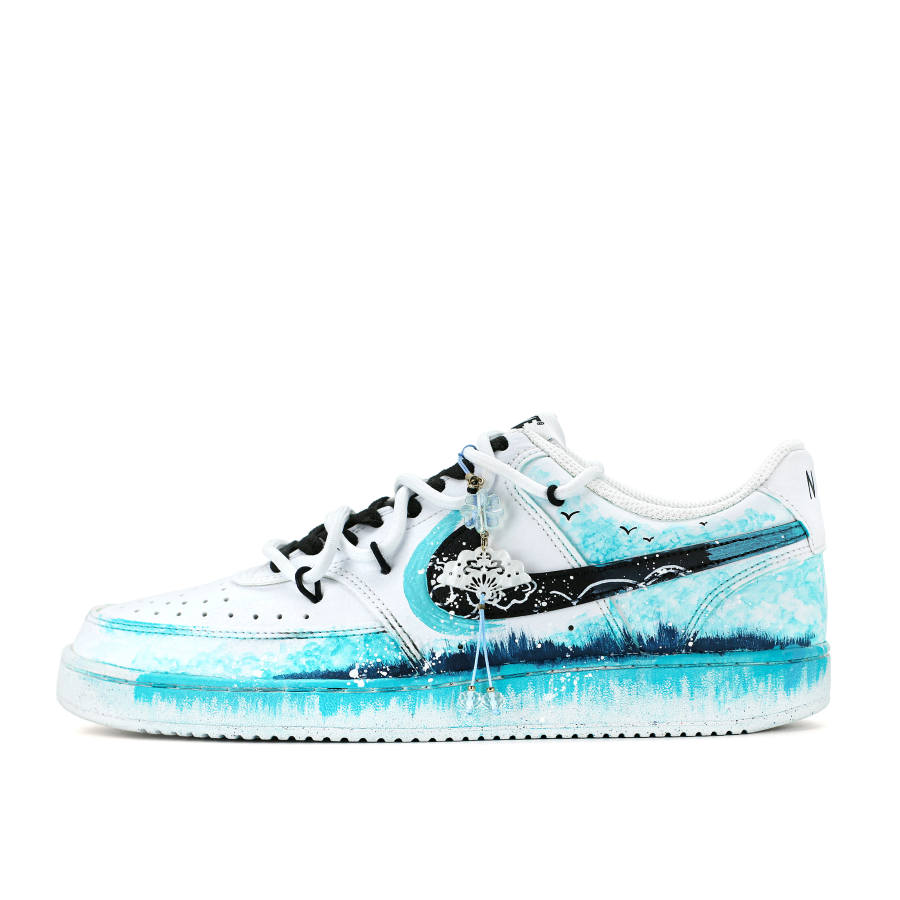 Nike Nike Court Vision 1 Blue Ink Dazzling Color Abrasion Resistant Balance Low top Skateboard Shoes Unisex Teal