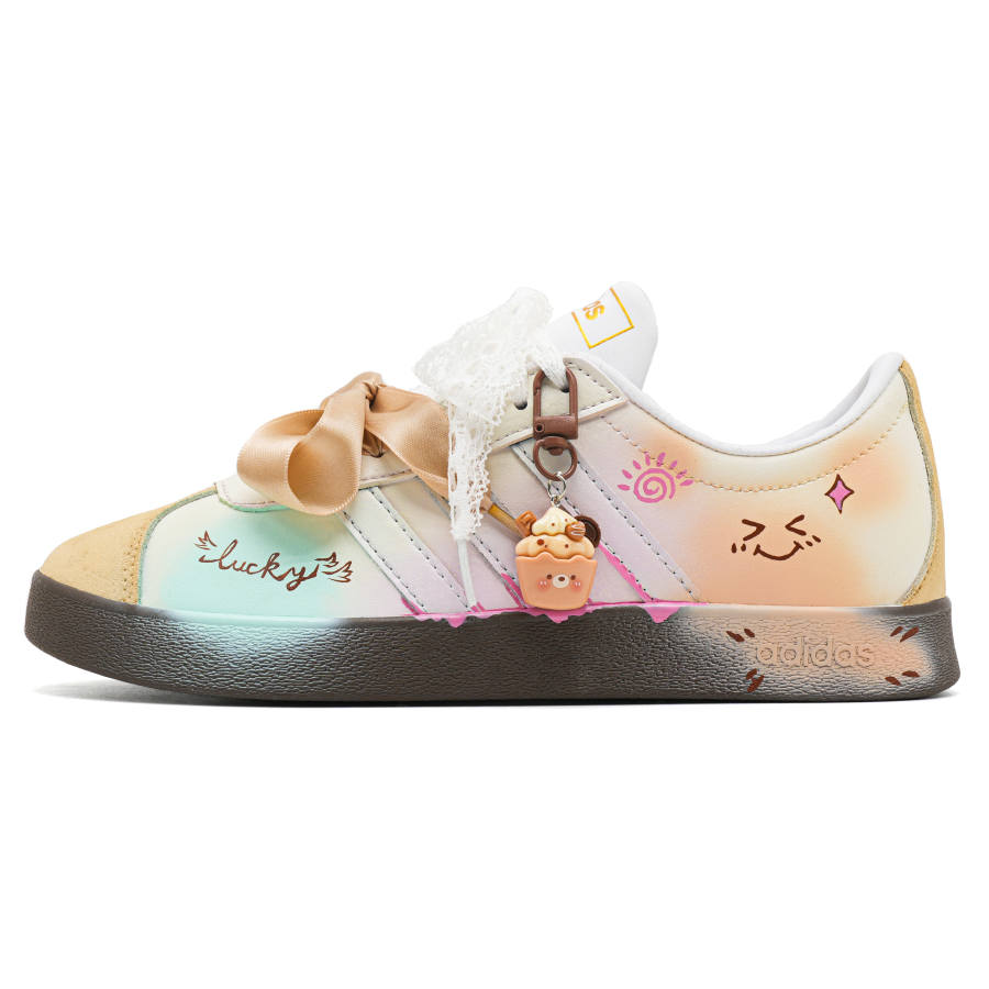Adidas Adidas VL COURT 2.0 Milk Puff Nebula Breathable Low top Skateboard Shoes Women's Beige Brown