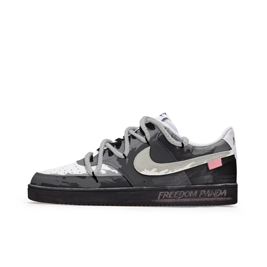 Nike Nike Court Vision 1 Freedom Panda, The Lone Hunter Slip Resistant Abrasion Resistant Low top Skateboard Shoes Men's