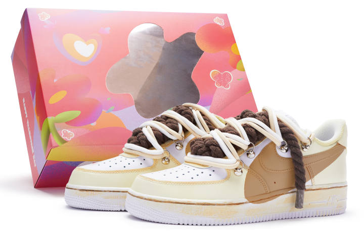 Nike Nike Air Force 1 07 Air Force 1 T10 Leather Low top Skateboard Shoes Men's White Yellow Brown