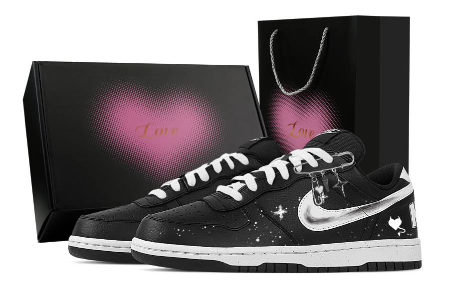 Nike Nike Big Nightmare, Heart Box Abrasion Resistant Breathable Low top Skateboard Shoes Men's Black White