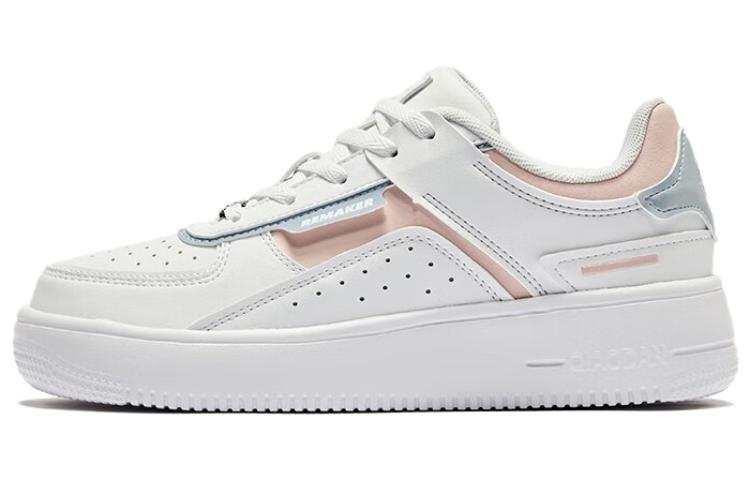 QIAODAN Slip Resistant Low top Skateboard Shoes Women's White Blue Pink
