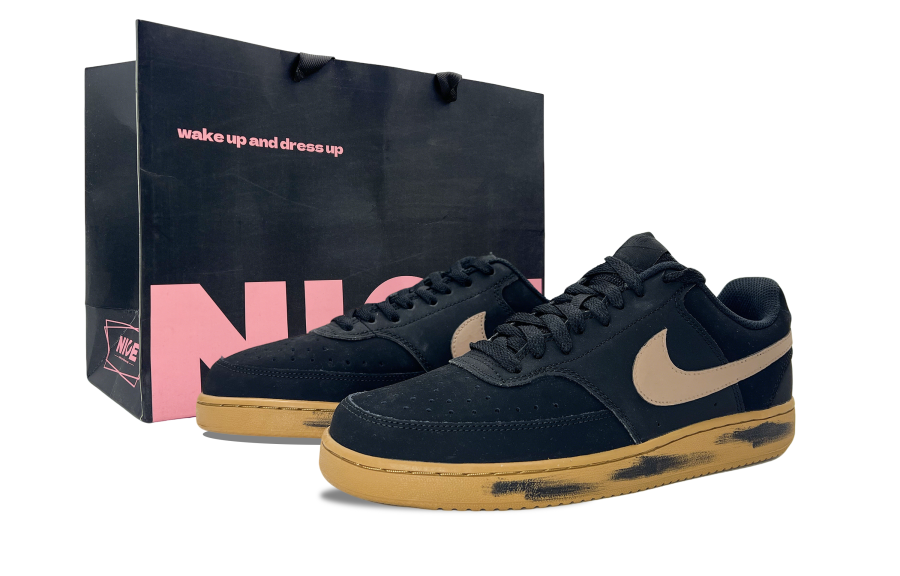 Nike Nike Court Vision 1 Synthetic Leather Cushioning, Wear Resistant Low top Skateboard Shoes Men's Black