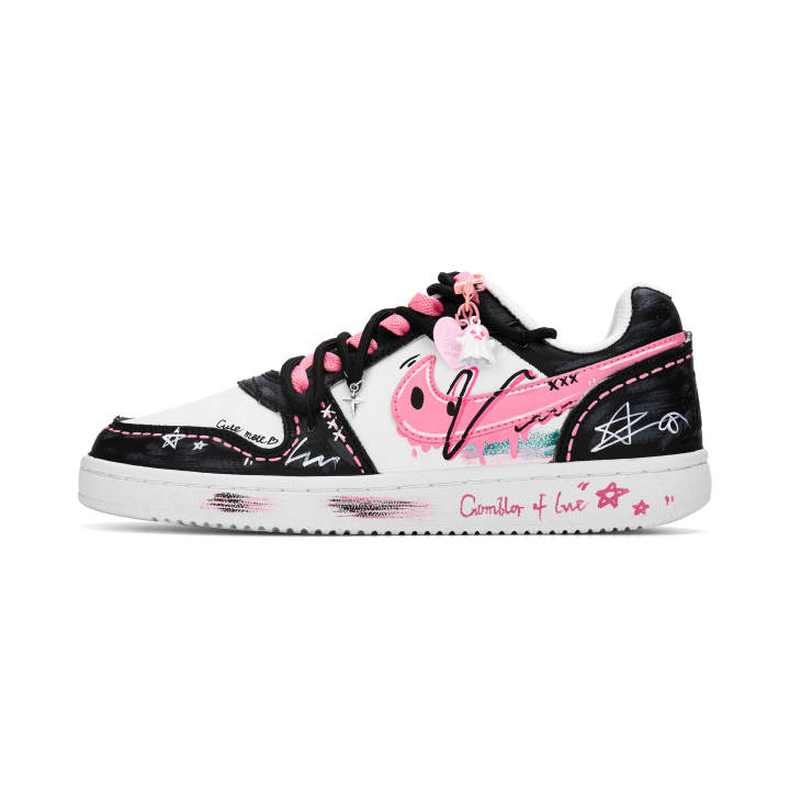 Nike Nike EBERNON Sweetheart Abrasion Resistant Low top Skateboard Shoes Unisex Black Pink