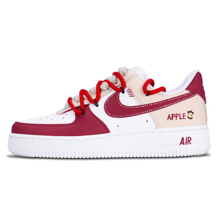 Nike Nike Air Force 1 Apple Pie Slip Resistant Low top Skateboard Shoes Unisex Red White