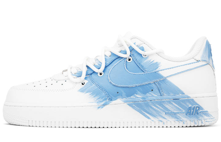 Nike Nike Air Force 1 Slip Resistant, Abrasion Resistant, Lightweight Low top Skateboard Shoes Women's White Blue