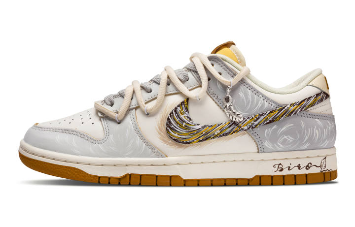 Nike Nike Dunk Feathered Wings Slip Resistant Abrasion Resistant Low top Skateboard Shoes Men's Ecru