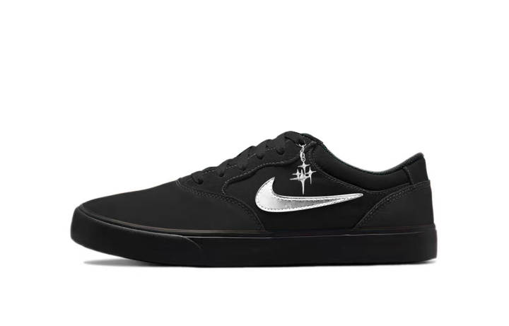 Nike Nike SB Chron 2 Cyber Silver Abrasion Resistant Low top Skateboard Shoes Unisex Black Silver