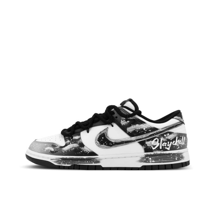 Nike Nike Dunk Scarlet Interference XJDD Ink Shadow Leather Low top Skateboard Shoes Unisex Black White