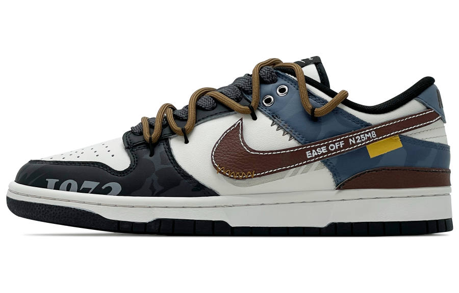 Nike Nike Dunk Leather Abrasion Resistant Low top Skateboard Shoes Unisex Beige Black Beige