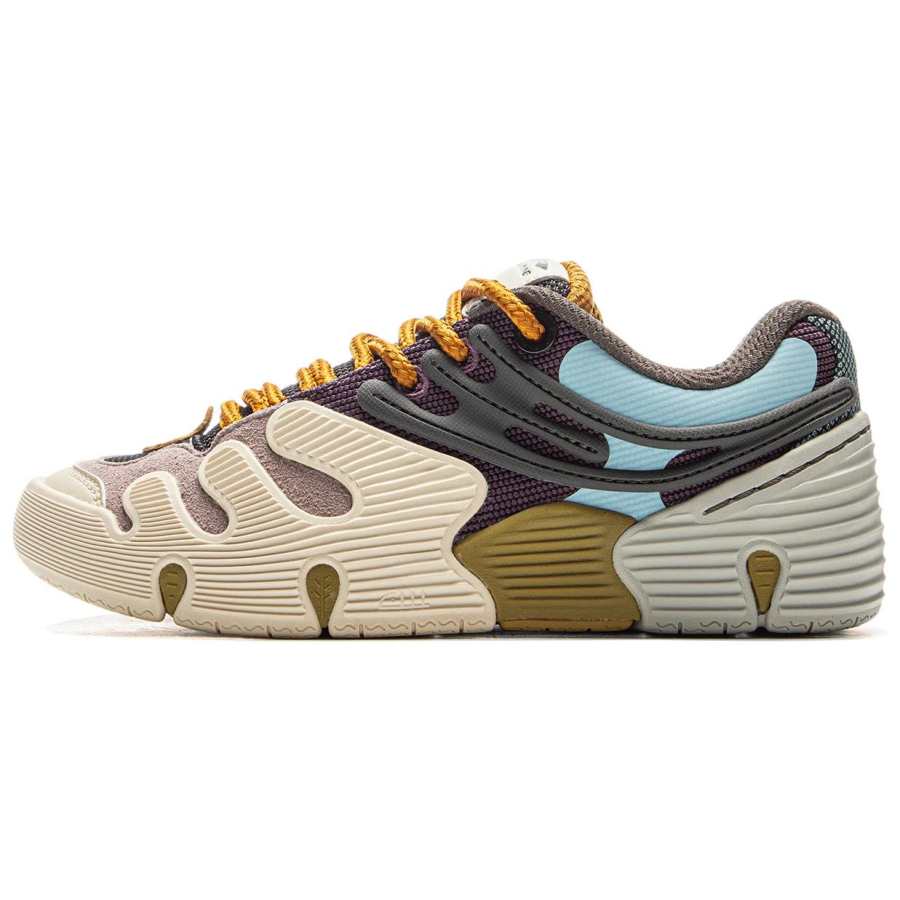 Li-Ning Li Ning Slip Resistant And Abrasion Resistant Coverage Low top Skateboard Shoes Unisex Beige Gray Blue