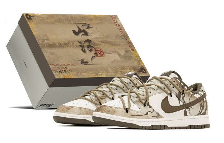 Nike Nike Dunk Chinese Style Box, Zero To Mountains And Rivers Abrasion Resistant Low top Skateboard Shoes Men's Brown