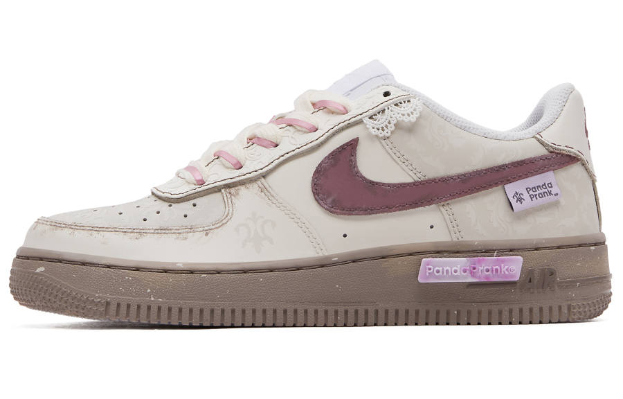 Nike Nike Air Force 1 Leather Slip Resistant Cushioning Low top Skateboard Shoes Women's Beige Pink Purple