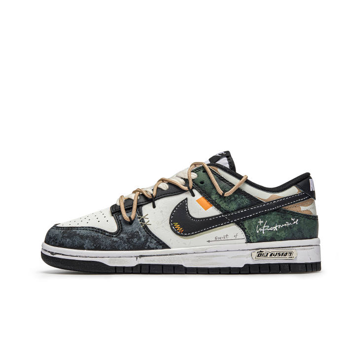 Nike Nike Dunk Eternal Forest Leather Abrasion Resistant Low top Skateboard Shoes Unisex White Green